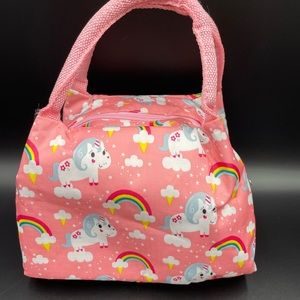 Pink 5.5in x 8in unicorn insulated lunch box bag